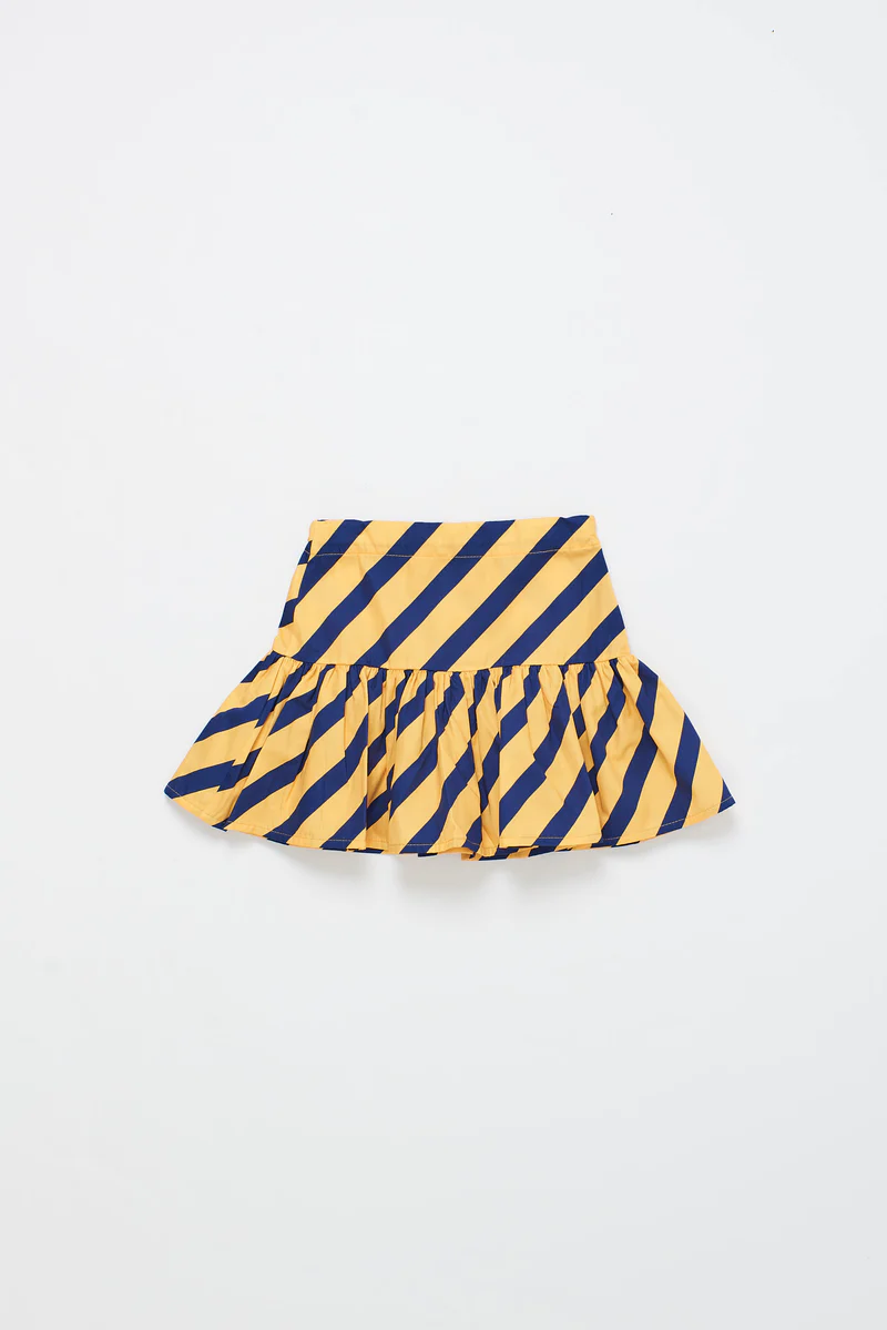 Thumbnail: MAISON MANGOSTAN - DIAGONAL STRIPES SKIRT YELLOW/ NAVY