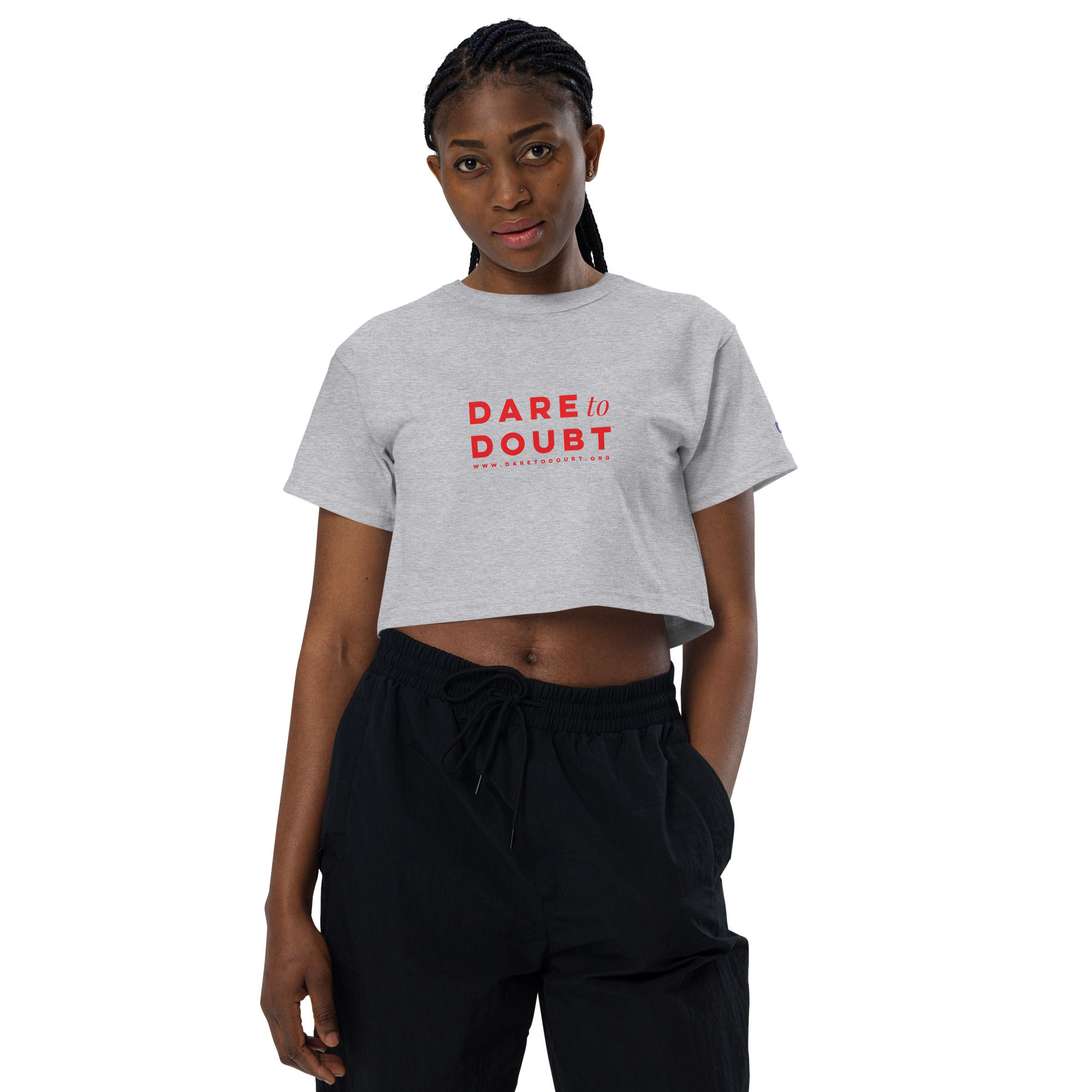 Dare to Doubt™ Crop Tee - Red Logo, Multiple Colors