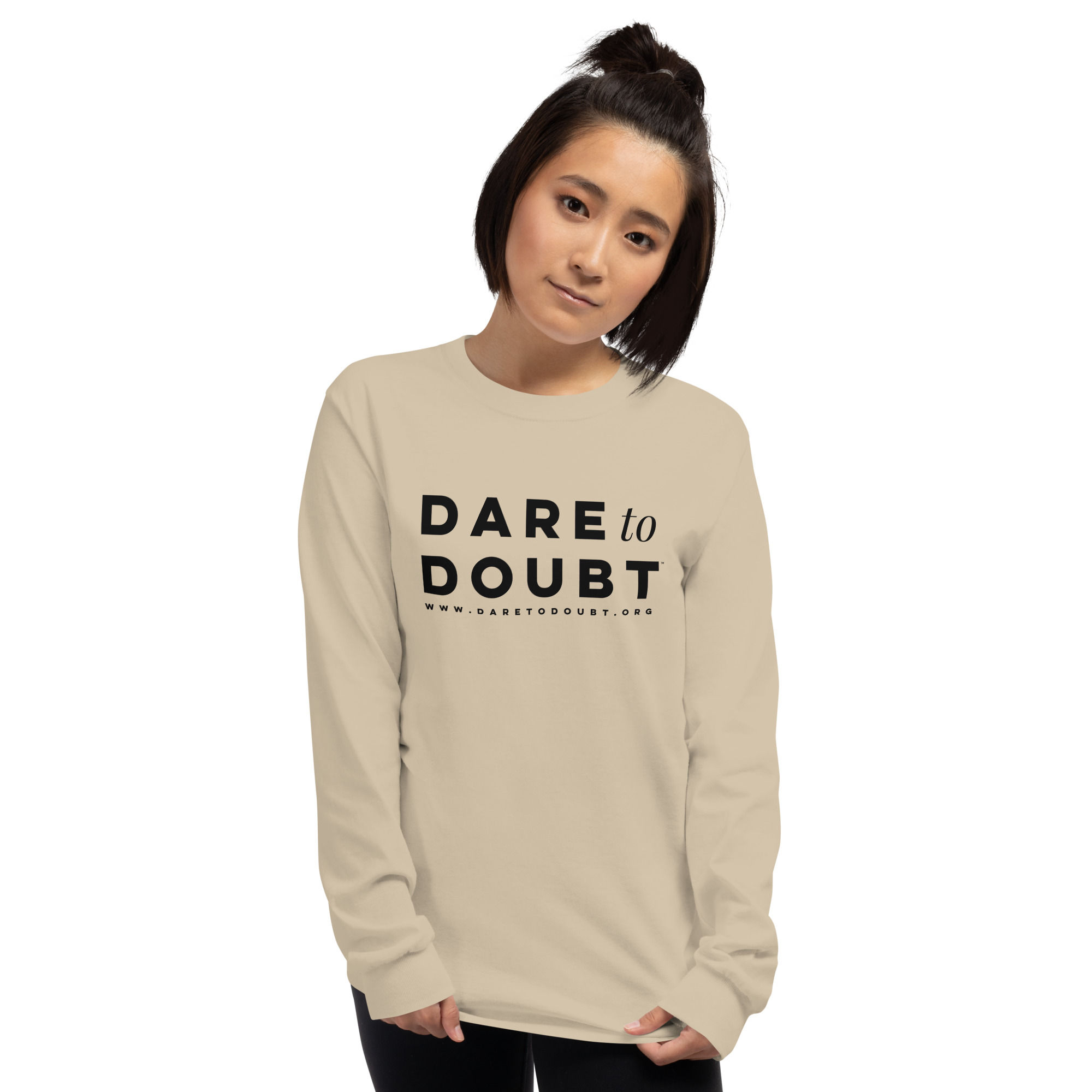 Dare to Doubt™ Unisex Cotton Long Sleeve Shirt - Black Logo, Multiple Colors