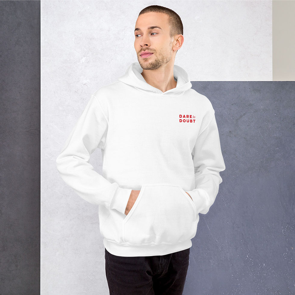 Thumbnail: Dare to Doubt™ Unisex Hoodie - Red Logo, Multiple Colors