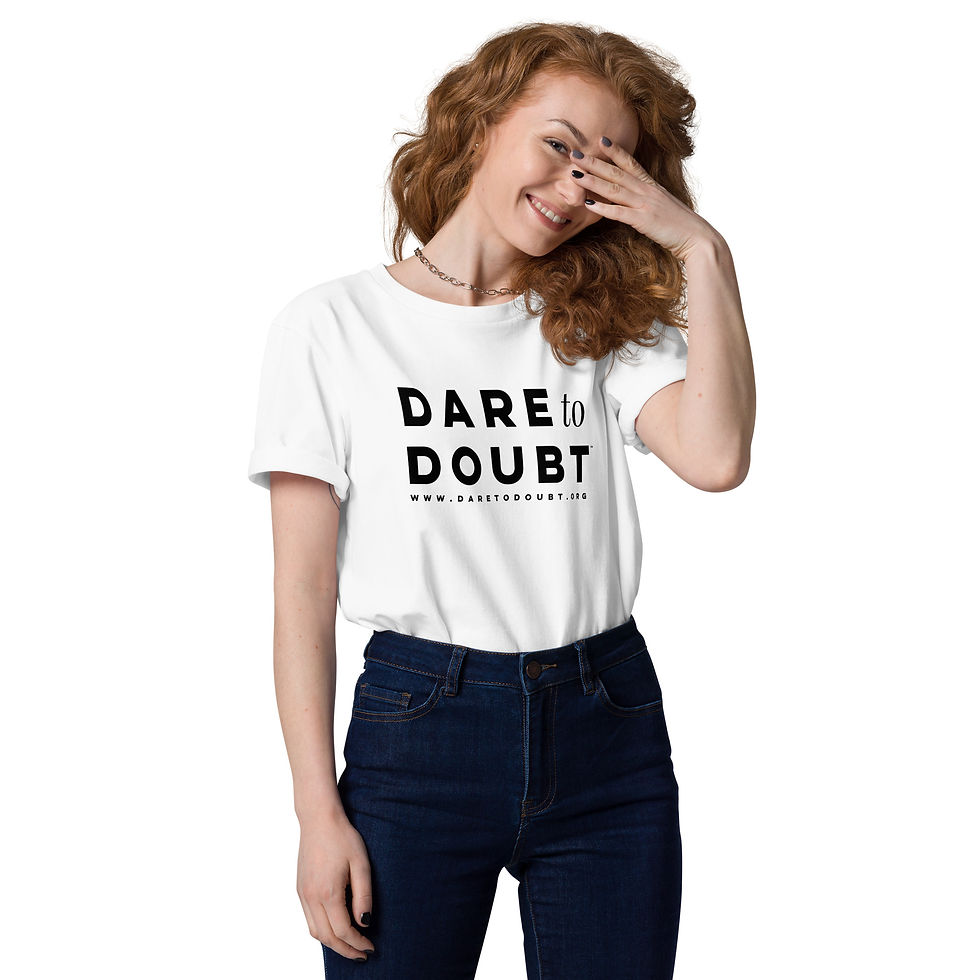Thumbnail: Dare to Doubt™ Unisex Organic Cotton Tee - Black Logo, Multiple Colors