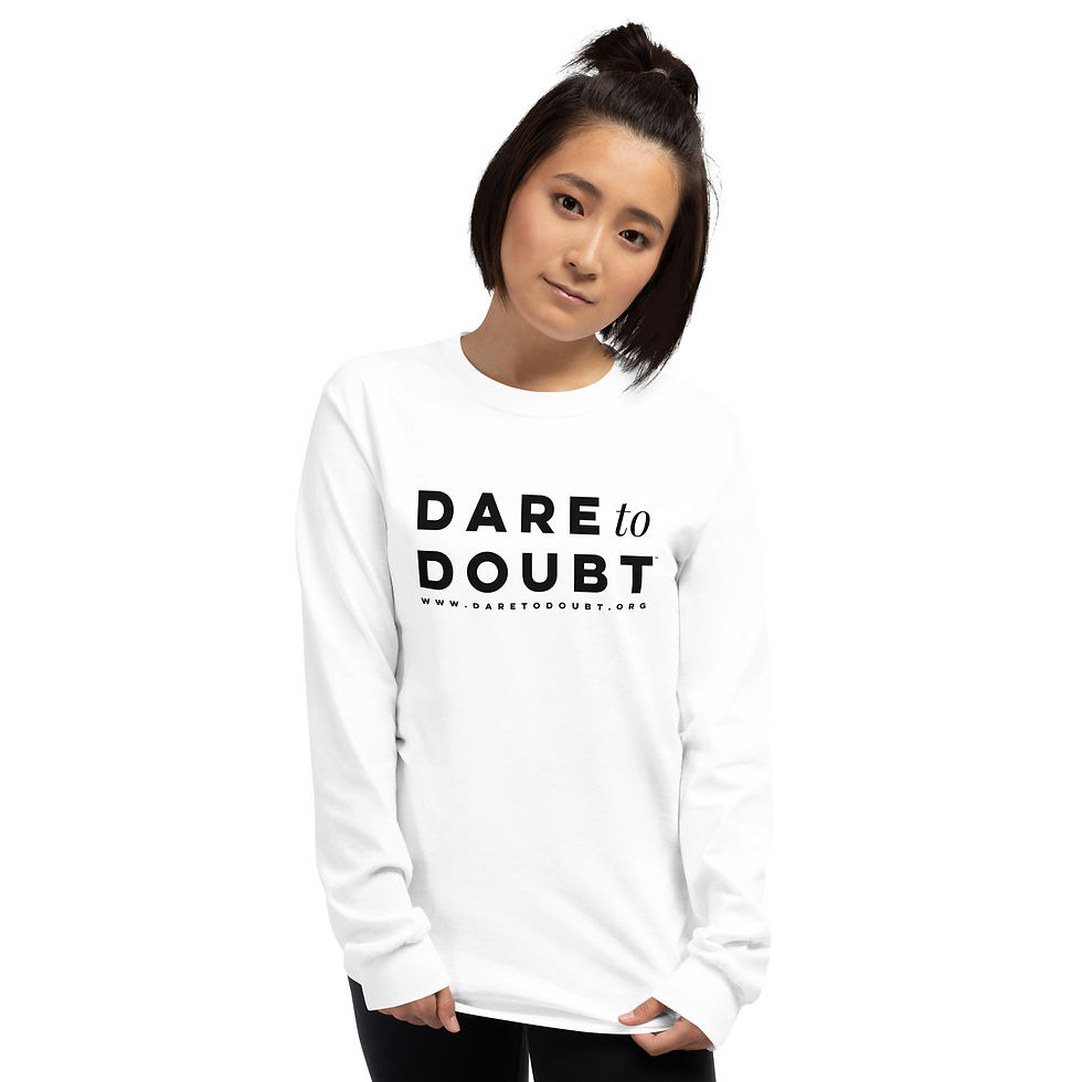 Thumbnail: Dare to Doubt™ Unisex Cotton Long Sleeve Shirt - Black Logo, Multiple Colors