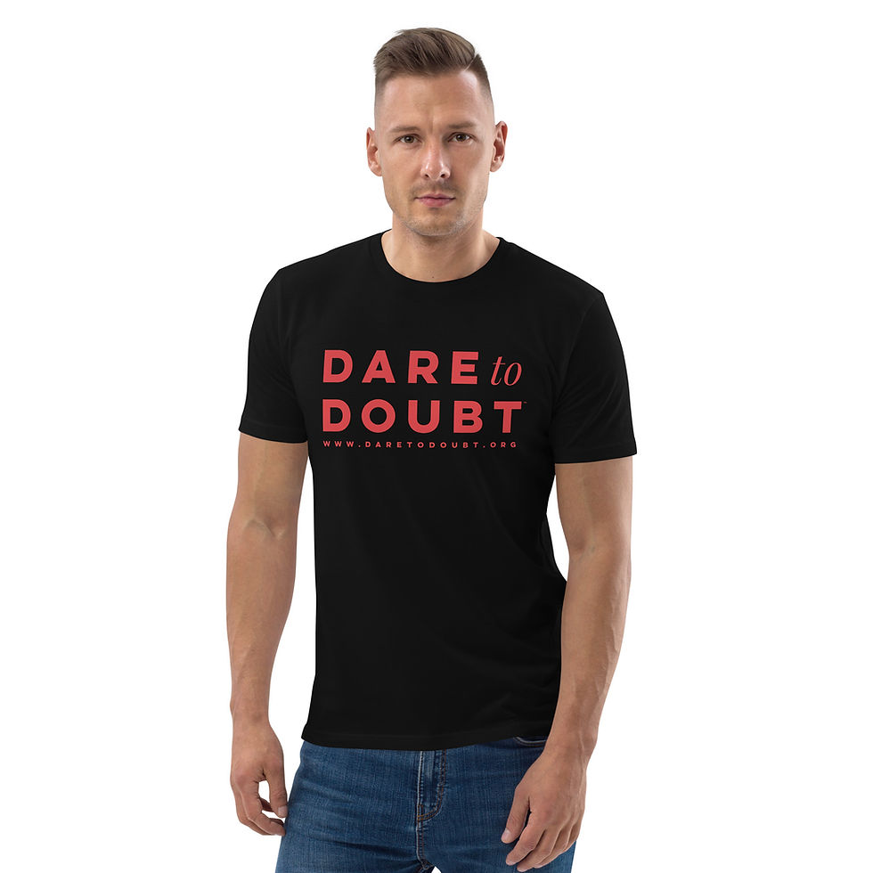 Dare to Doubt™ Unisex Organic Cotton Tee - Red Logo, Multiple Colors
