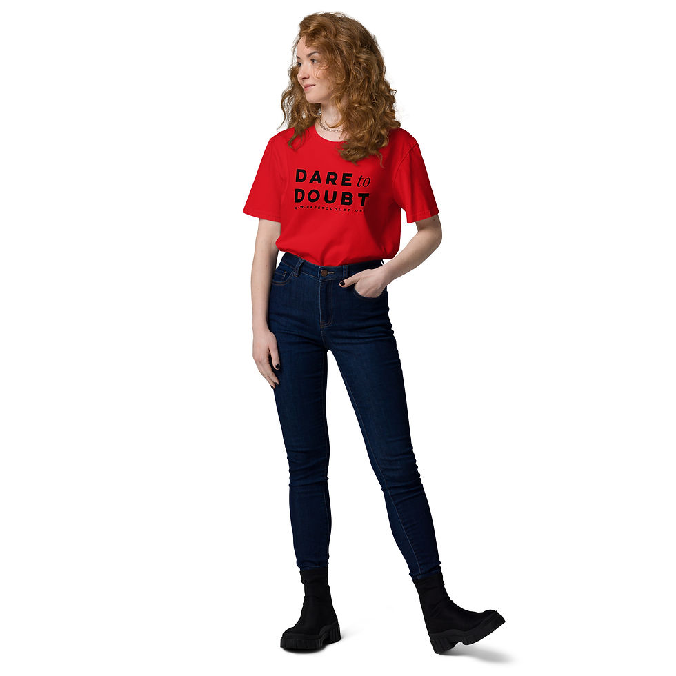 Thumbnail: Dare to Doubt™ Unisex Organic Cotton Tee - Black Logo, Multiple Colors