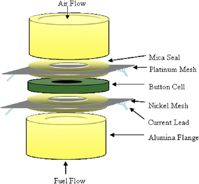 Schematic of SOFC button cell