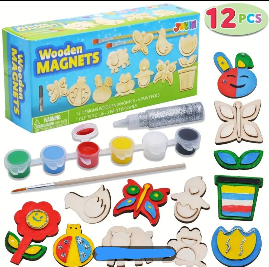12pcs set wooden magnet 