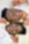 Facial, spa and smile with portrait of couple for skincare, cosmetics and detox from above