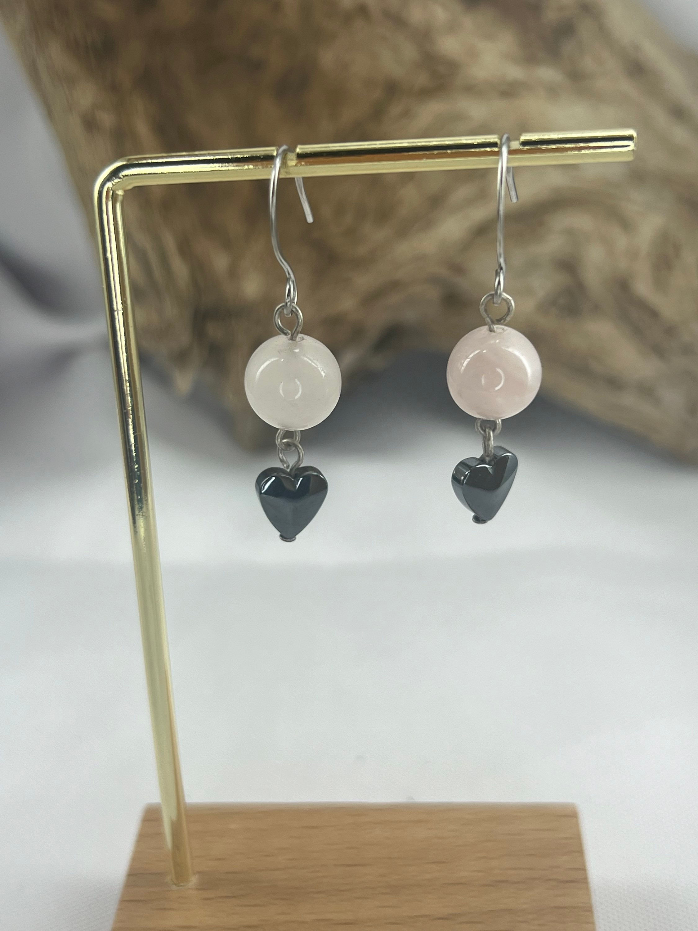 Gemstone Hematite Heart Earring