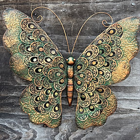 Metal Filigree Butterfly in Antique Bronze & Verdigris Finish