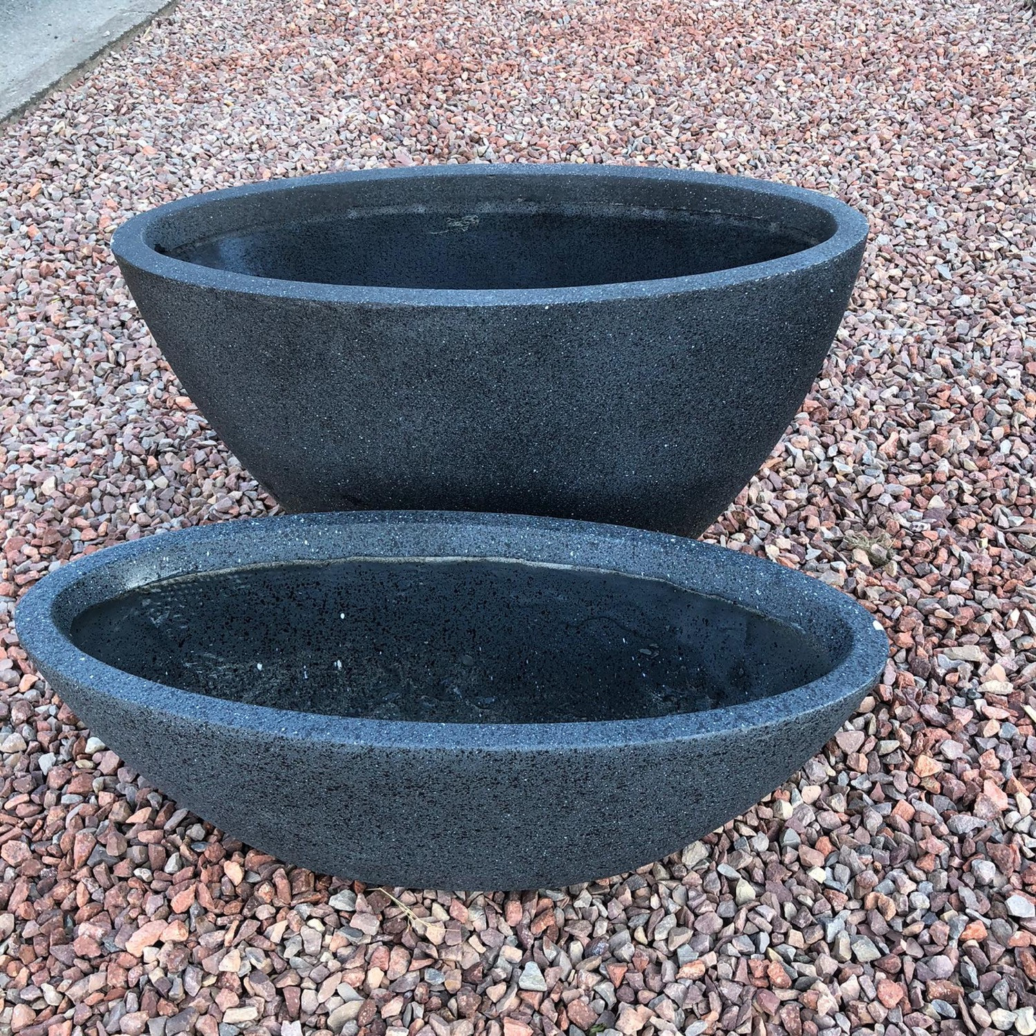 Contemporary Oval Planters Fibre Clay Black