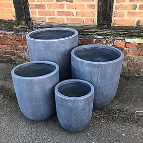 Contemporary Round Planters Fibre Clay Grey