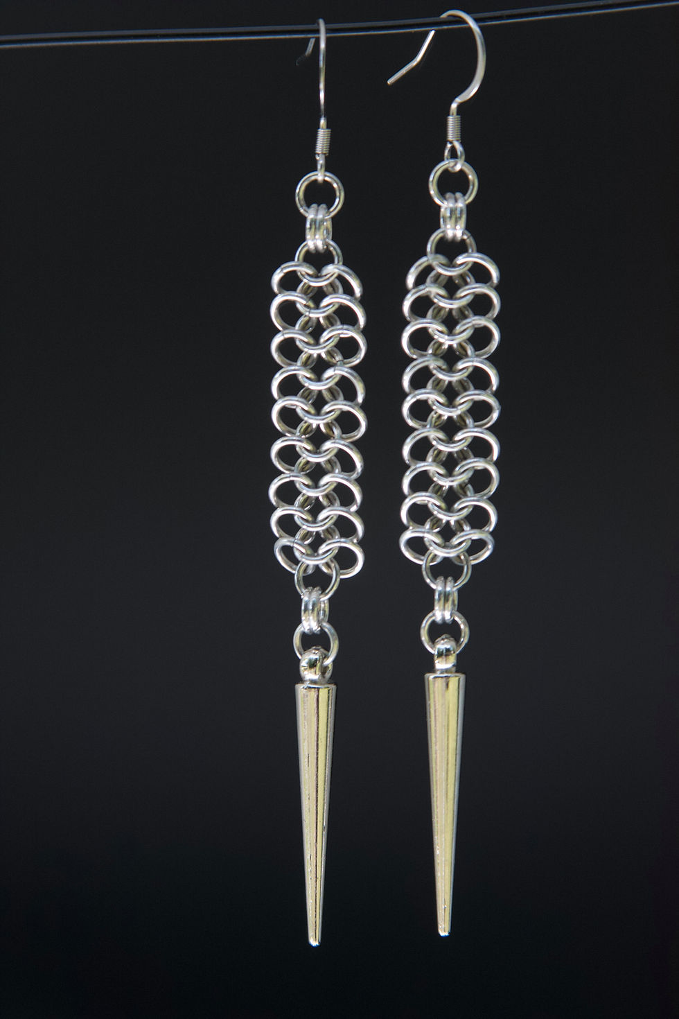 Stainless Steel Spike Chainmaille Earrings