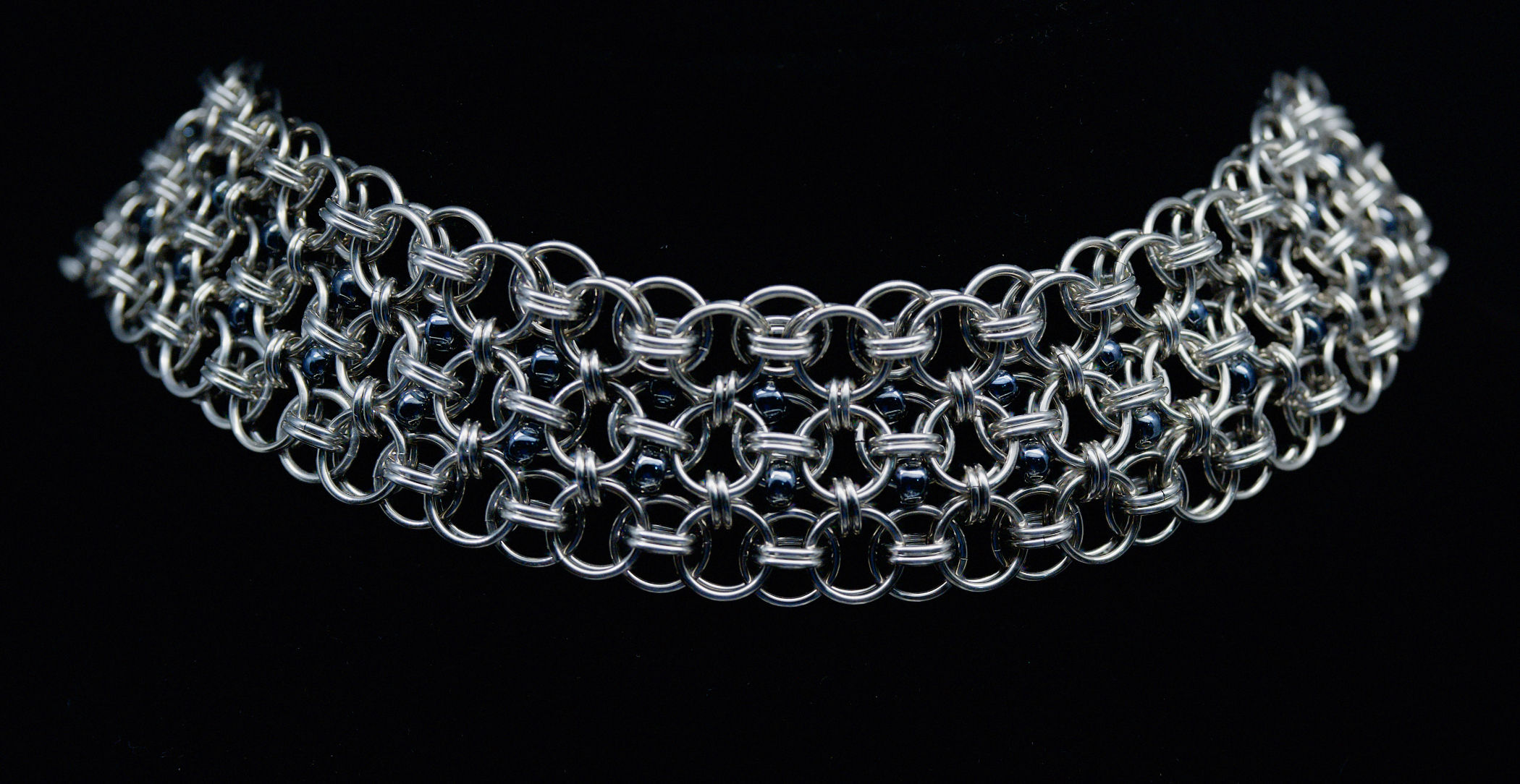 Hematite Helm Chainmaille Necklace