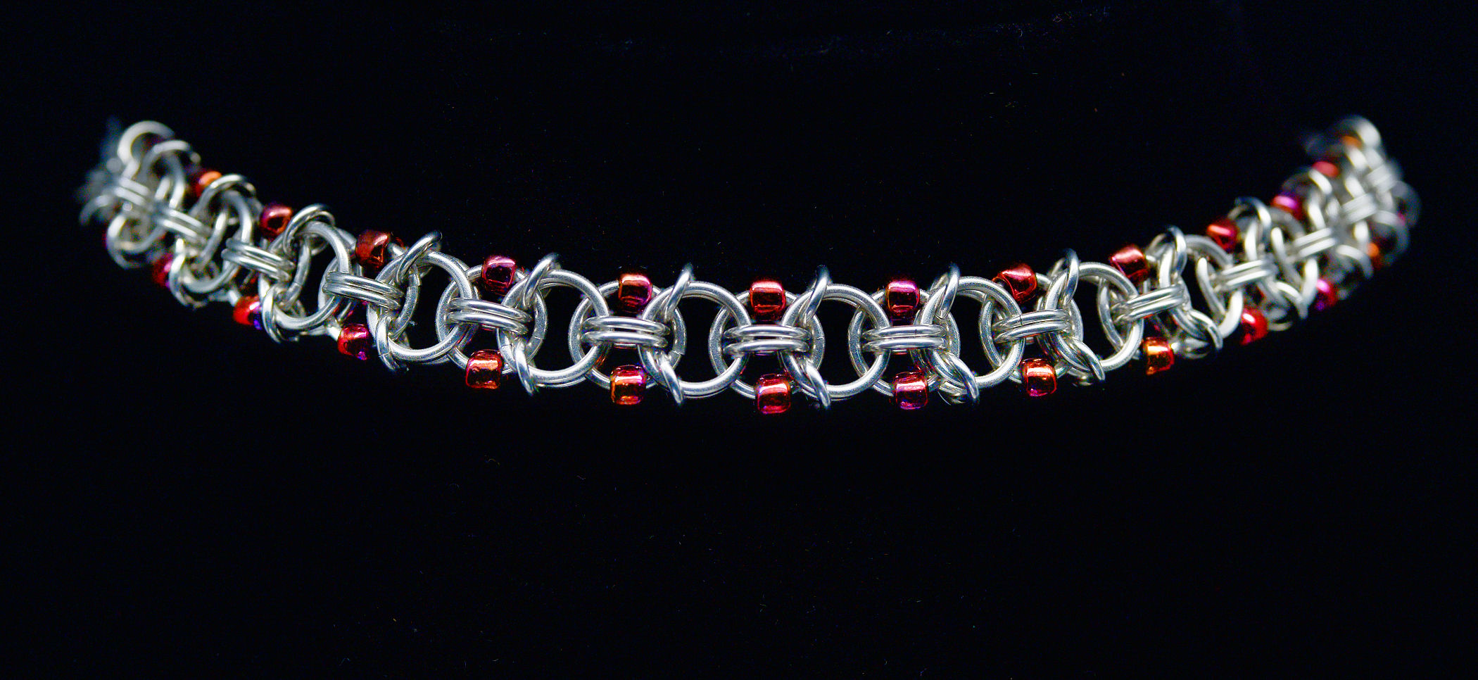 Helm Chain with Glass Beads Chainmaille Necklace
