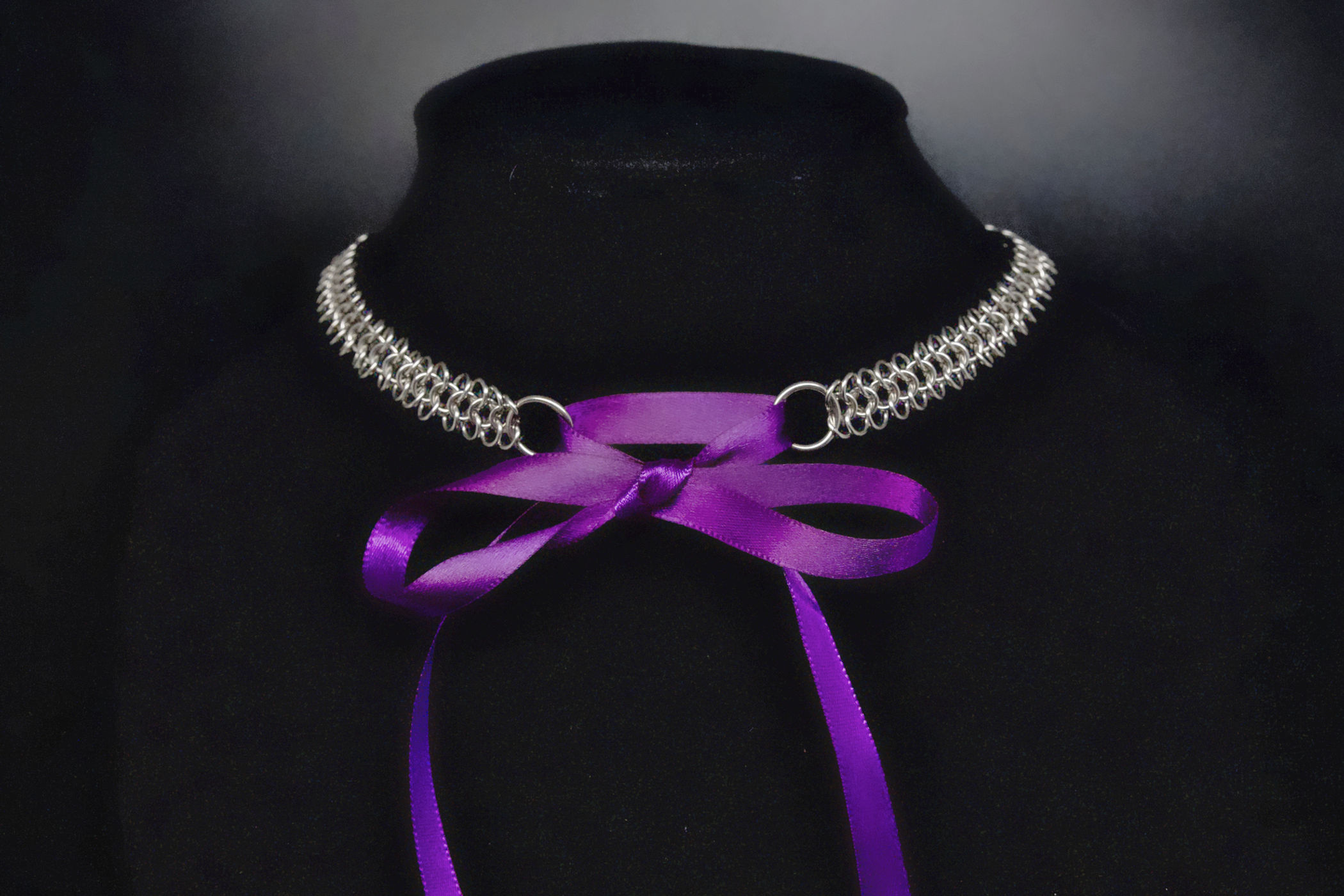 Purple Ribbon Euro Chainmaille Necklace