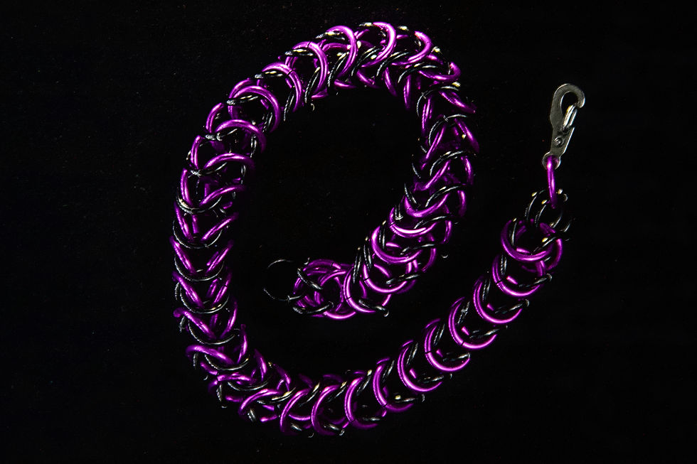 Black and Purple Chainmaille Necklace
