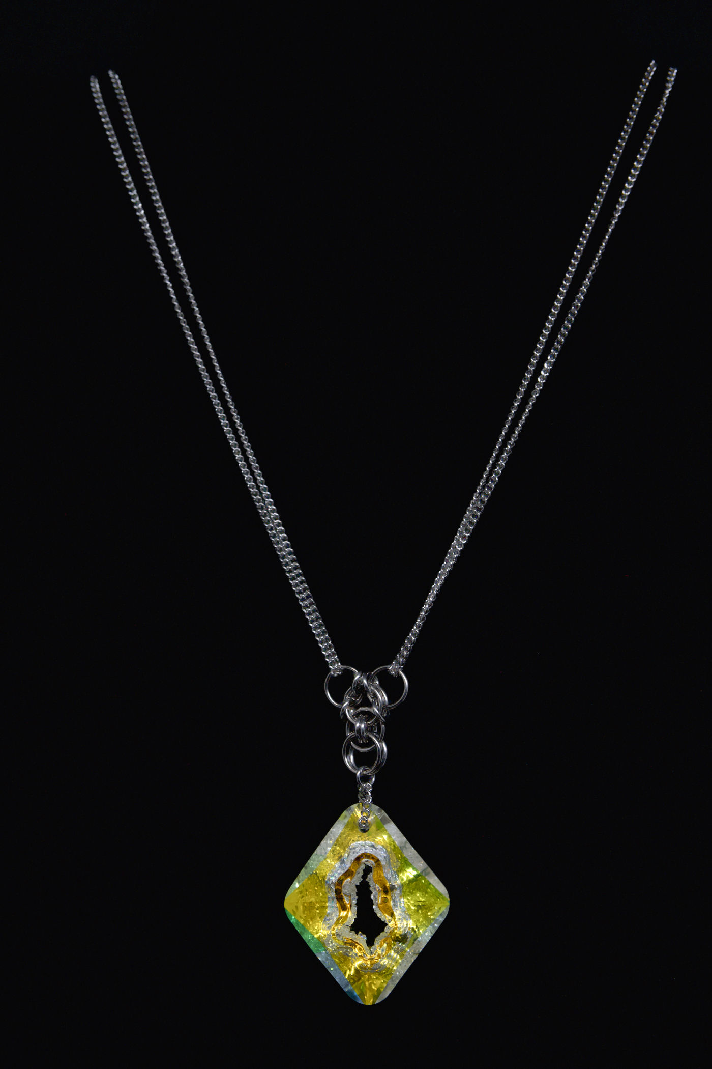 Yellow Crystal Chainmaille Necklace