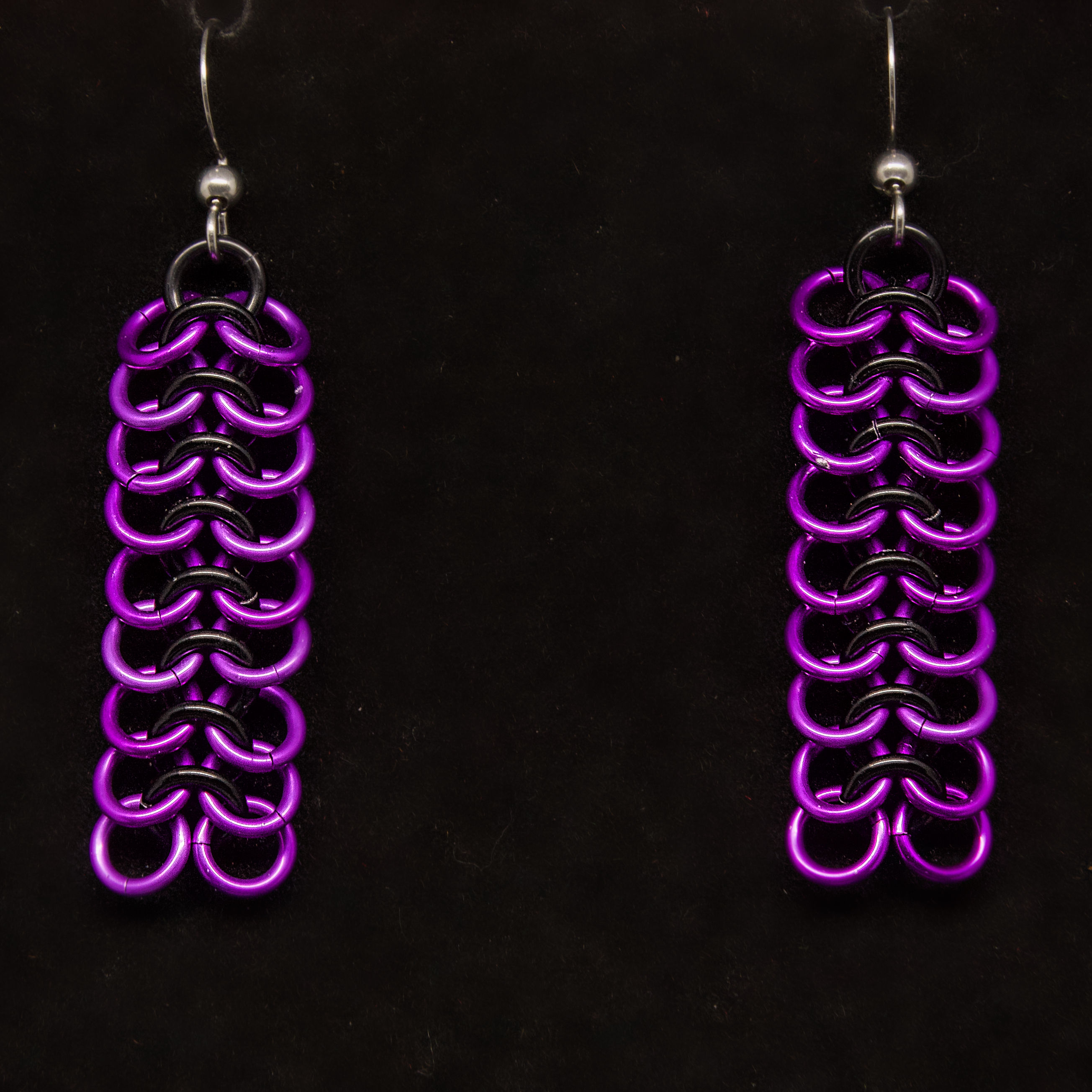 Black and Purple Euro Chainmaille Earrings