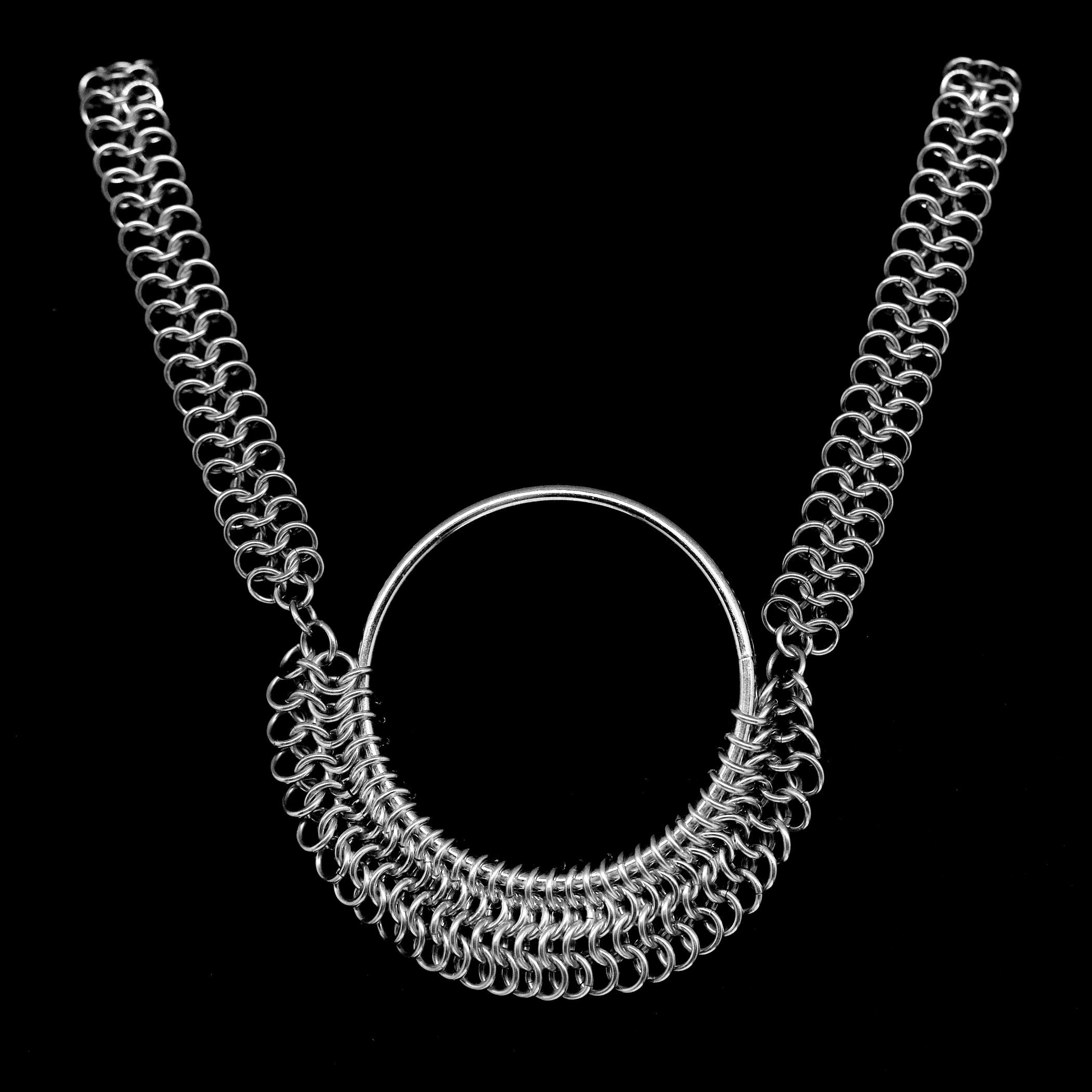 Stainless Steel Euro Big Ring Chainmaille Necklace