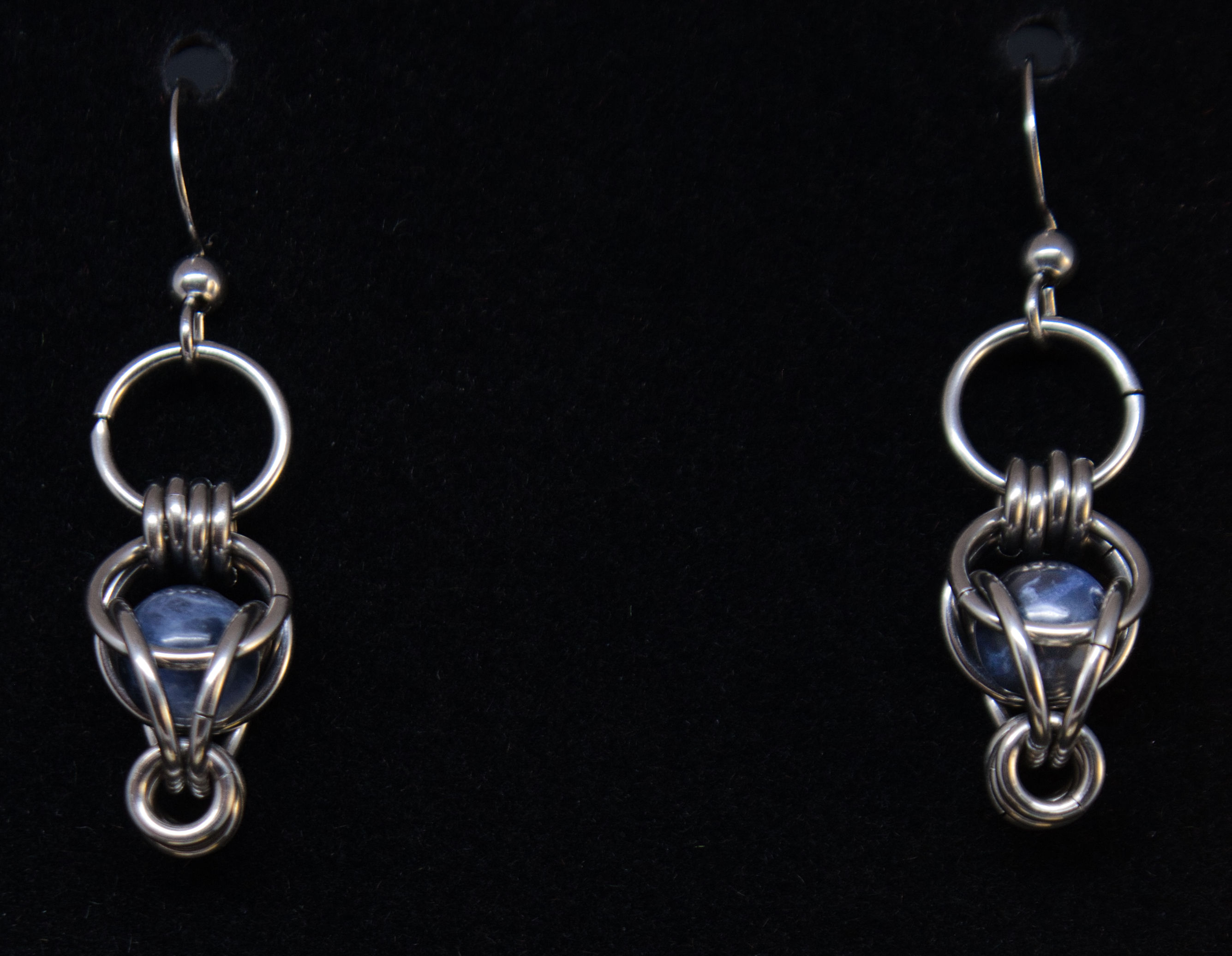 Blue Sodalite Chainmaille Earrings