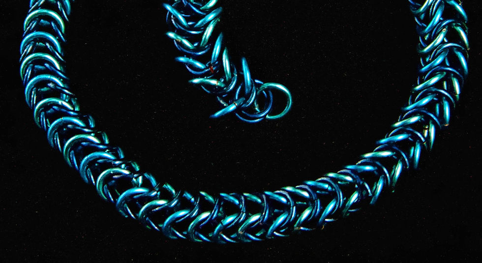 Thumbnail: Black and Teal Chainmaille Necklace