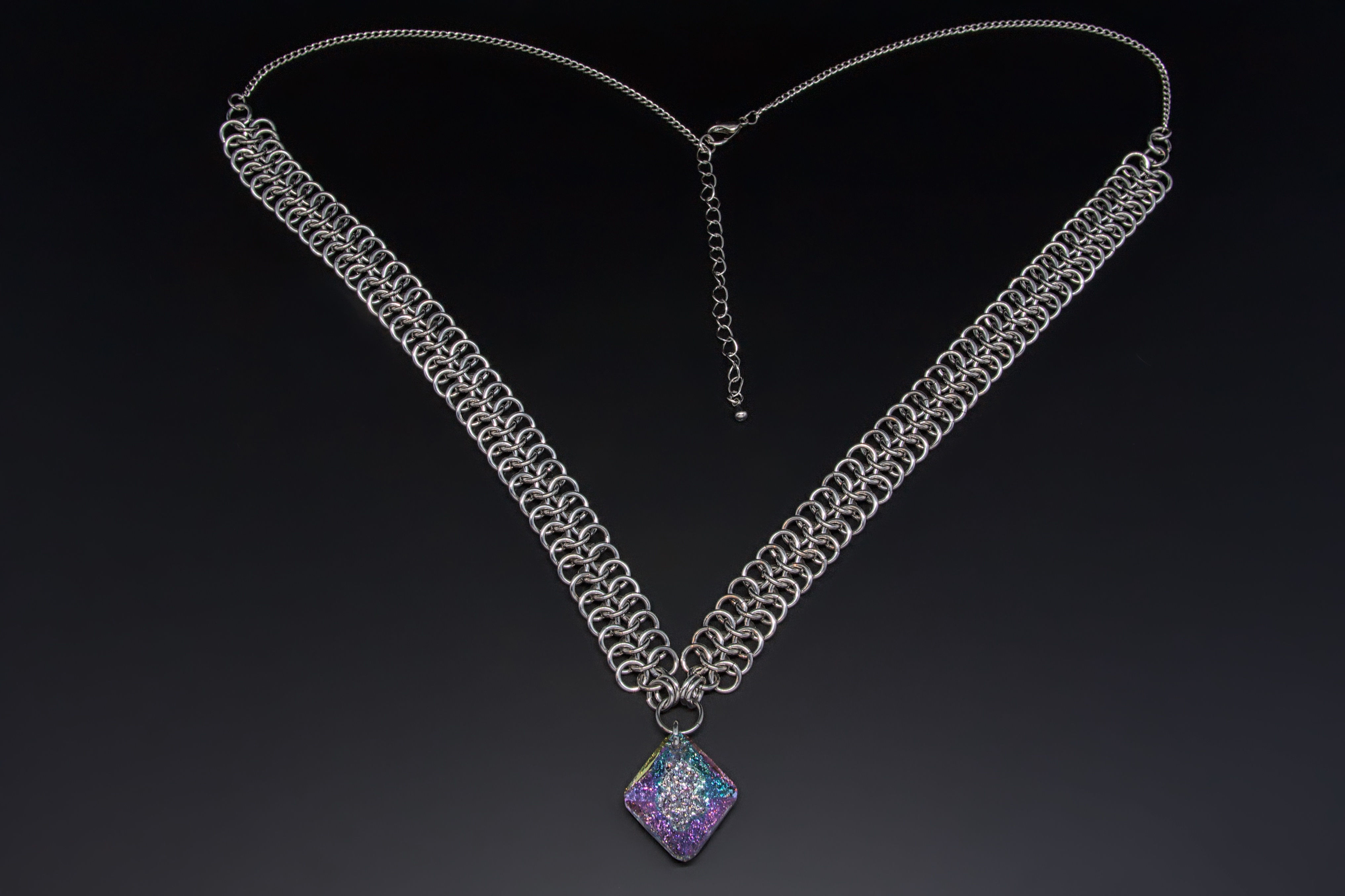 Purple Swarovski Crystal Chainmaille Necklace