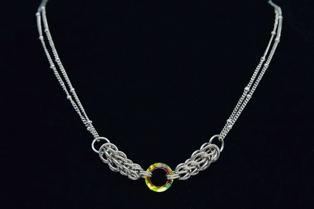 Green Crystal Chainmaille Necklace