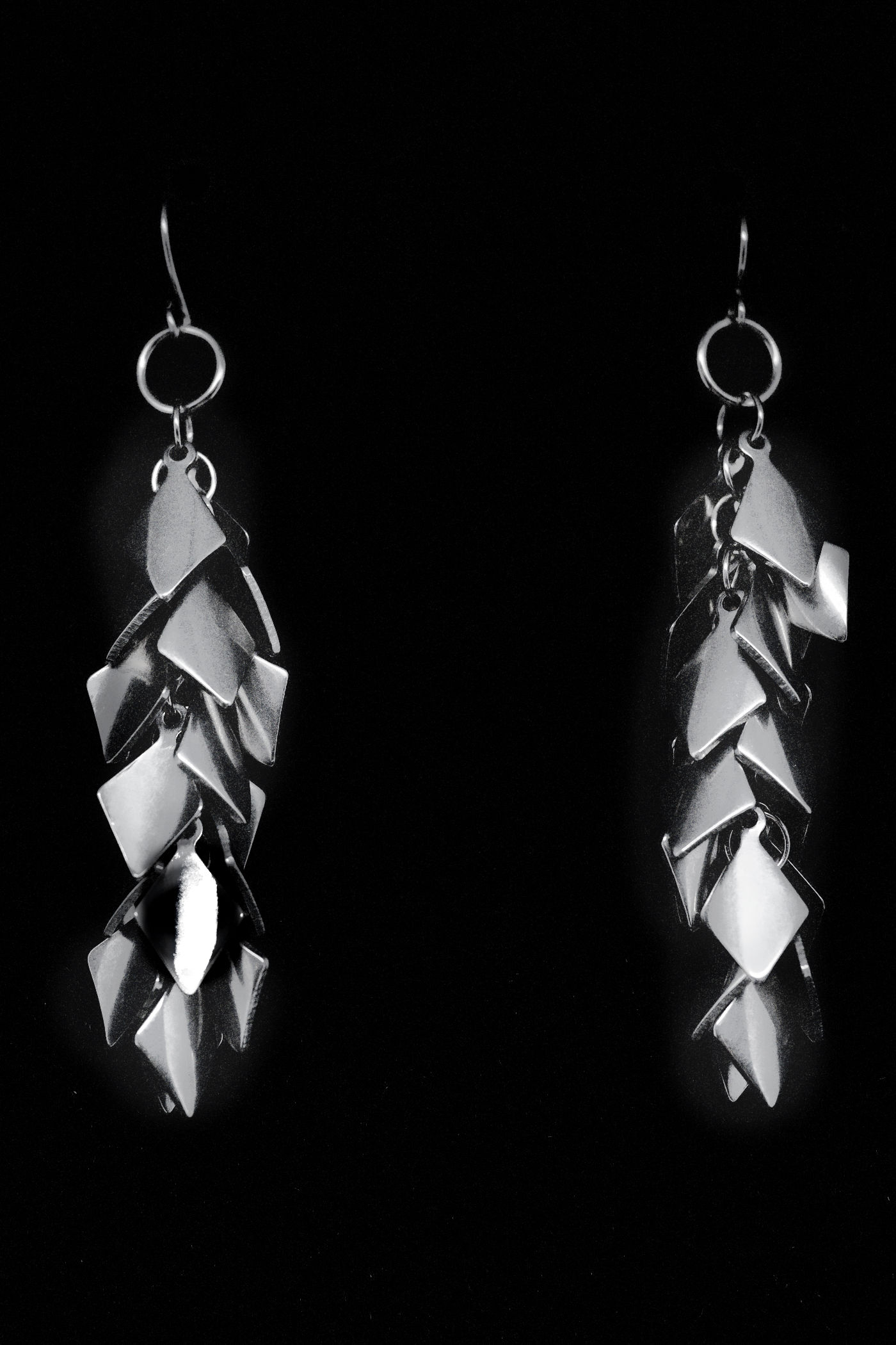 Stainless Steel Diamond Shaped Dangle Earrings