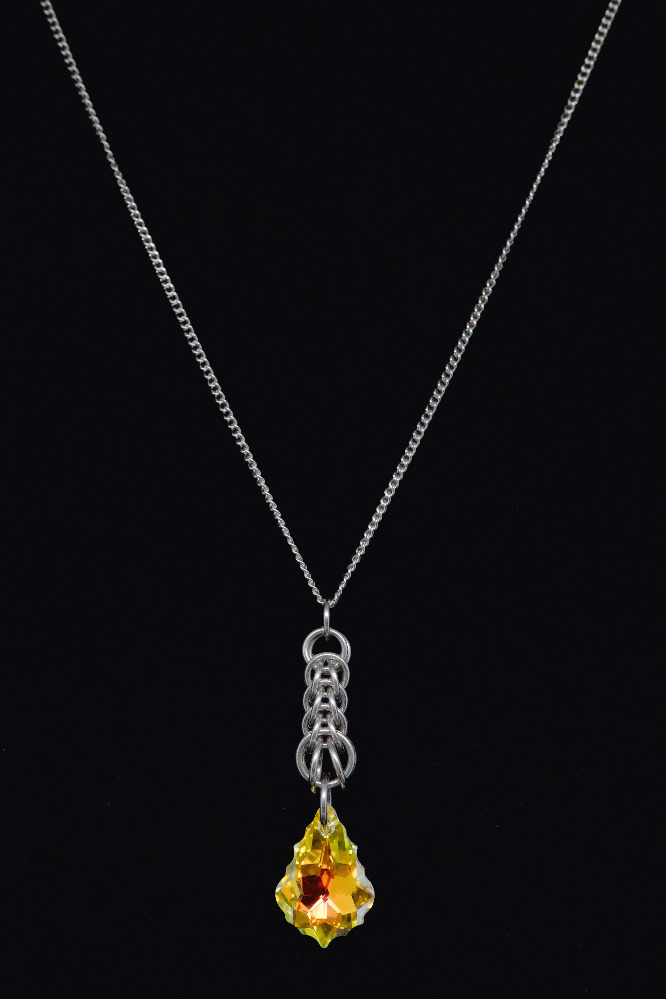 Yellow Crystal Chainmaille Necklace