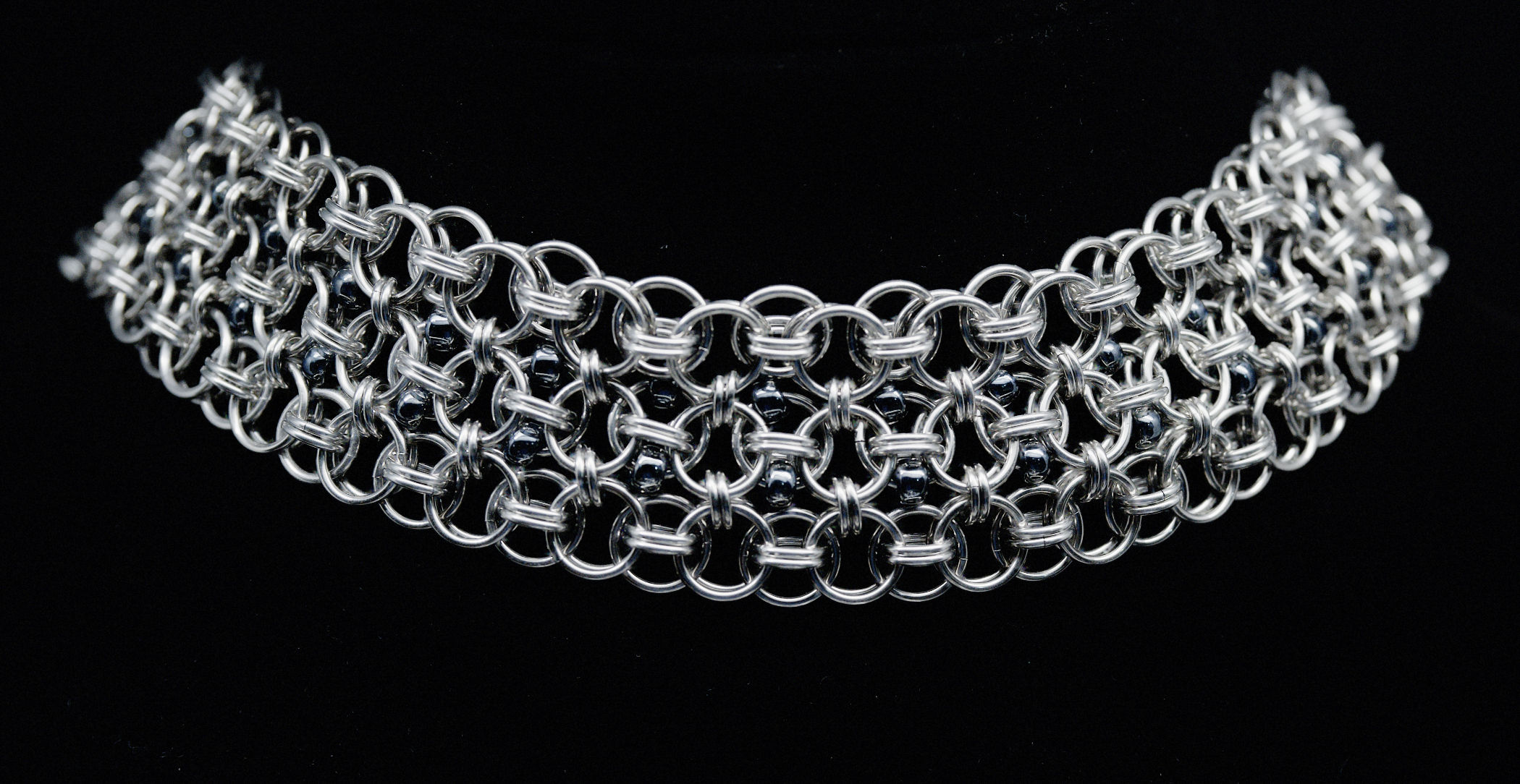 Hematite Helm Chainmaille Necklace