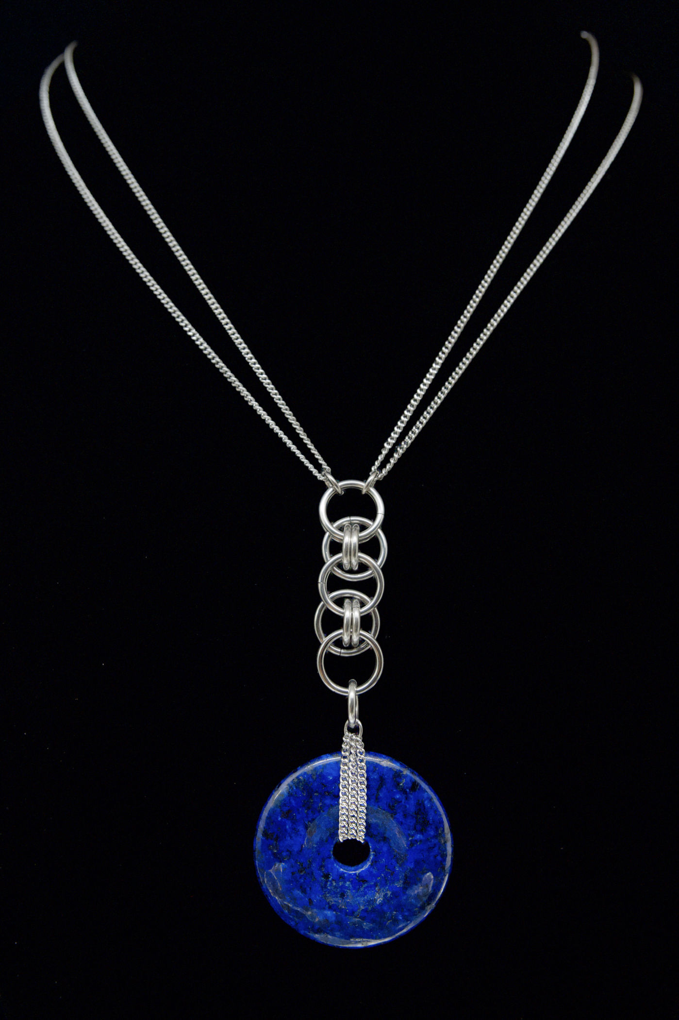 Lapis Helm Chainmaille Necklace