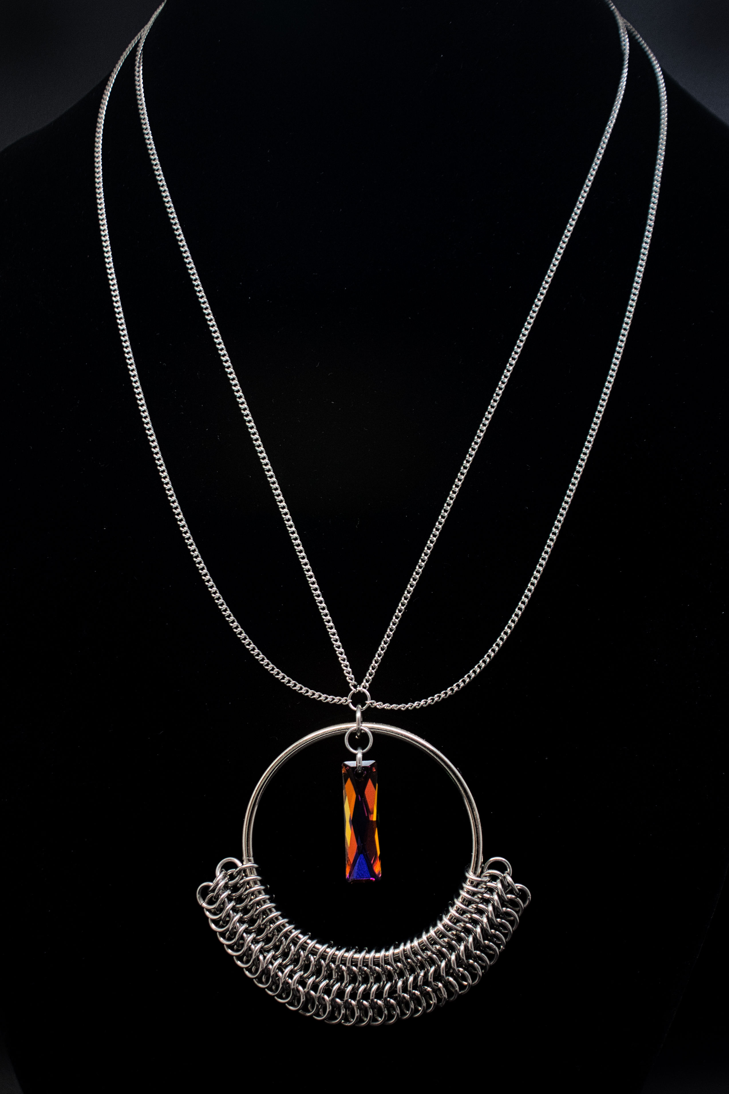 Rectangular Crystal Chainmaille Necklace