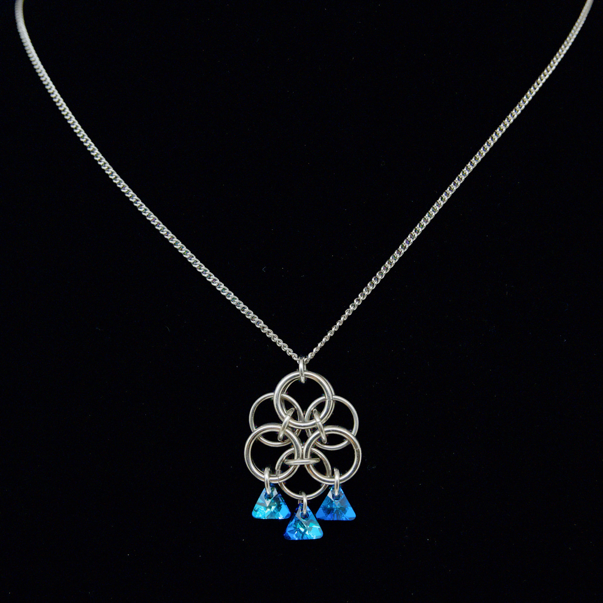 Helm with Blue Crystal Chainmaille Necklace