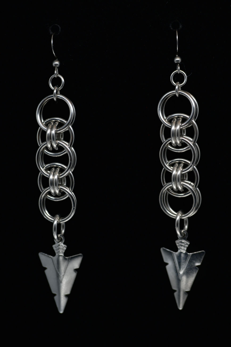 Stainless Steel Helm Arrow Chainmaille Earrings
