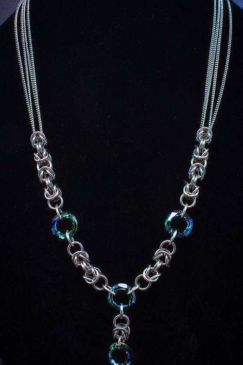 Byzantine Crystal Ring Chainmaille Necklace