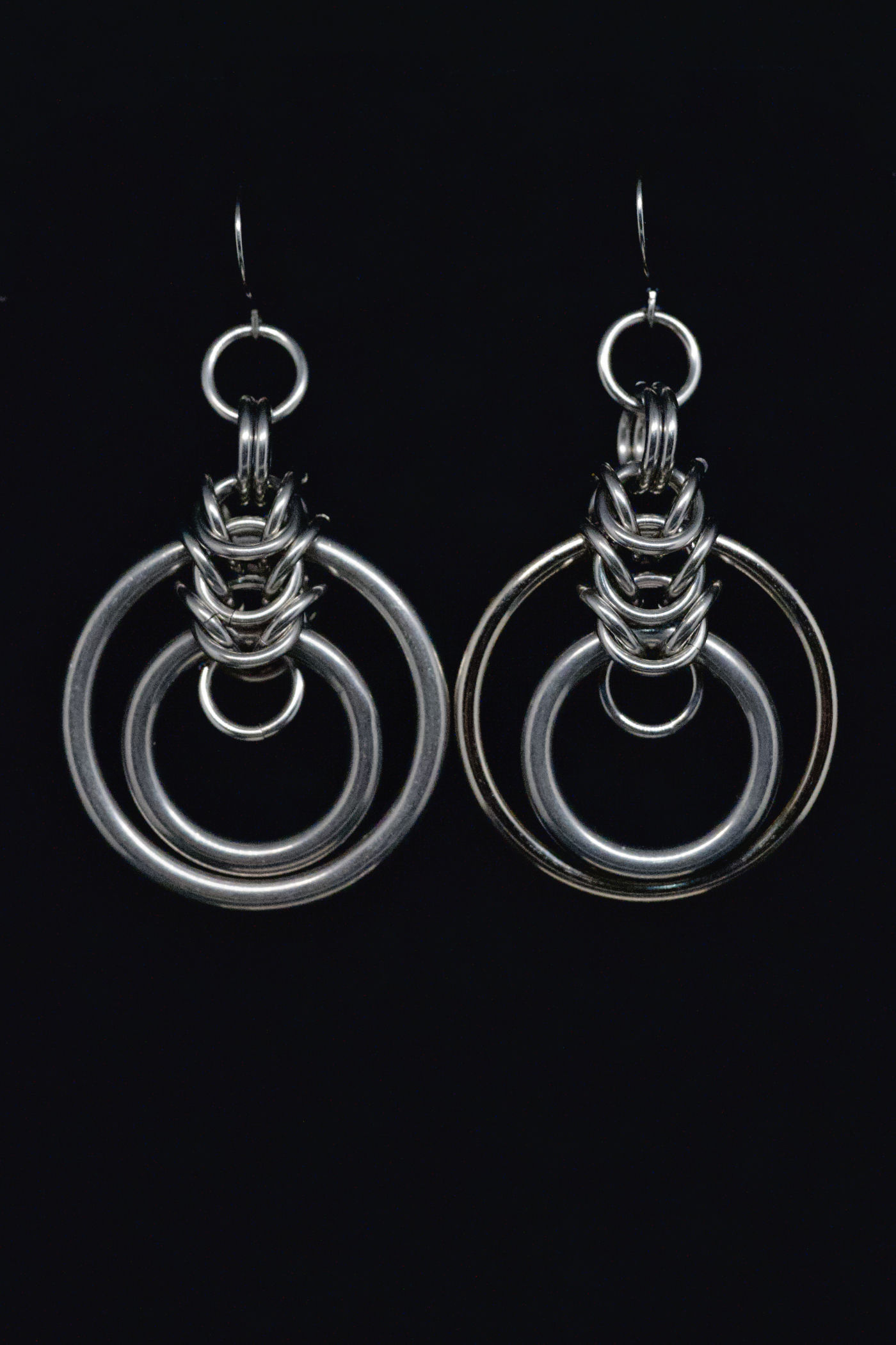 Box Double Circle Chainmaille Earrings