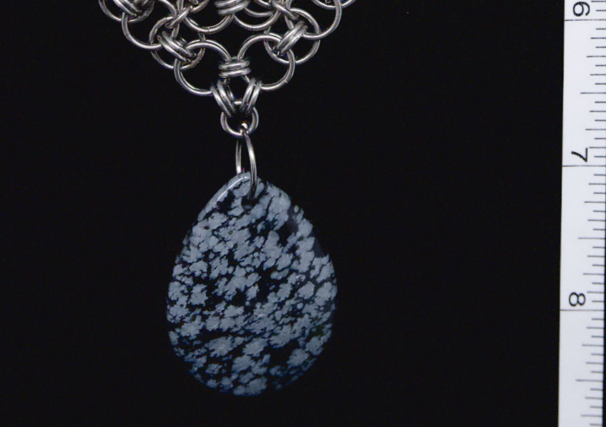 Thumbnail: Snowflake Obsidian Helm Chainmaille Necklace