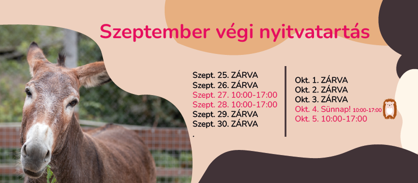 Szeptember végi nyitvatartás