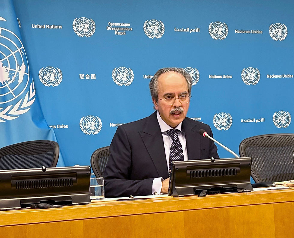 Ambassador Asim Iftikhar Ahmad, Permanent Representative of Pakistan to the United Nations at press conference on May 2nd, 2025