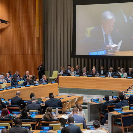 UN Secretary-General António Guterres addresses Member States at the launch of the UN@80 Mandate Implementation Review. Behind the symbolism of unity, the report lays bare a system overwhelmed by duplication, underfunded mandates, and political inertia—largely sustained by the very Member States seated before him.