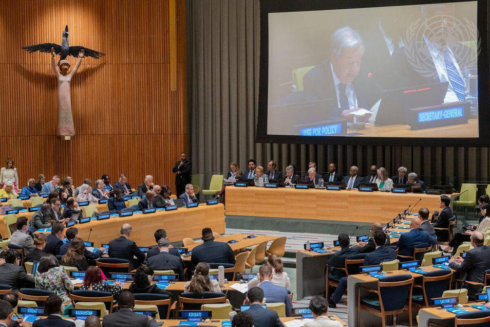 UN Secretary-General António Guterres addresses Member States at the launch of the UN@80 Mandate Implementation Review. Behind the symbolism of unity, the report lays bare a system overwhelmed by duplication, underfunded mandates, and political inertia—largely sustained by the very Member States seated before him.