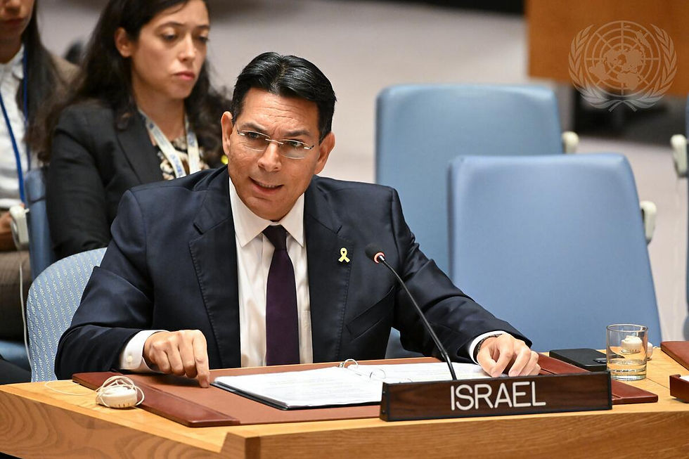 Danny Danon, Israel's UN Ambassador, briefs the Security Council on the Middle East, focusing on the Palestinian issue.