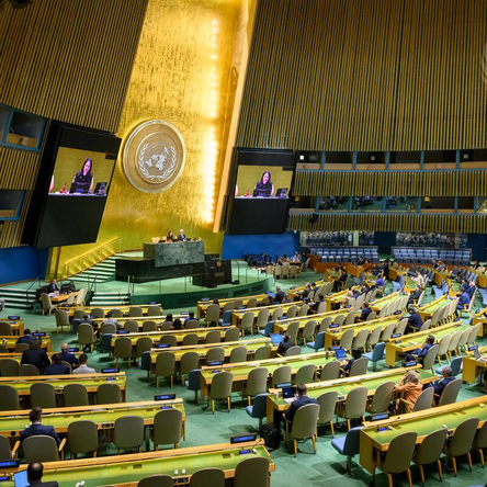 The U.N. General Assembly meets on April 16, 2026, to examine the Russian and Chinese vetoes blocking a Security Council resolution on protecting international navigation through the Strait of Hormuz.