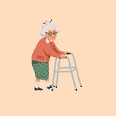 Elderly woman with walking fram