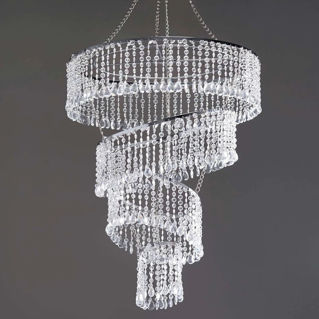 White + Silver Chandelier (No lights) Decorative