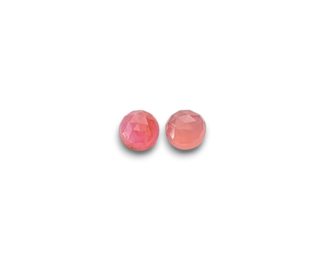 Pinkish Orange Sapphire Rose Cut Round - 5 mm Pair
