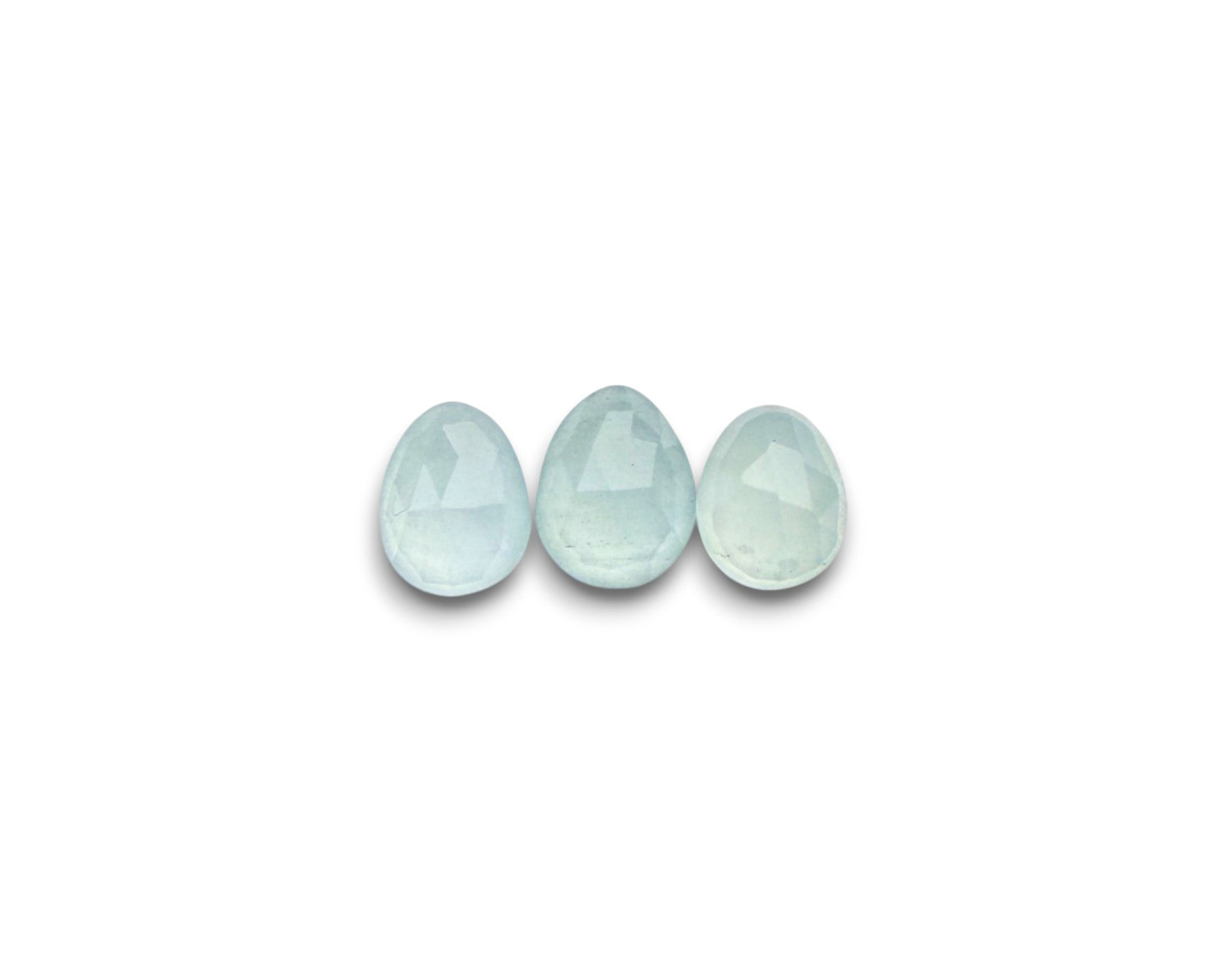 Milky Aquamarine Cabochons Rose Cut - 9 - 10.5 mm