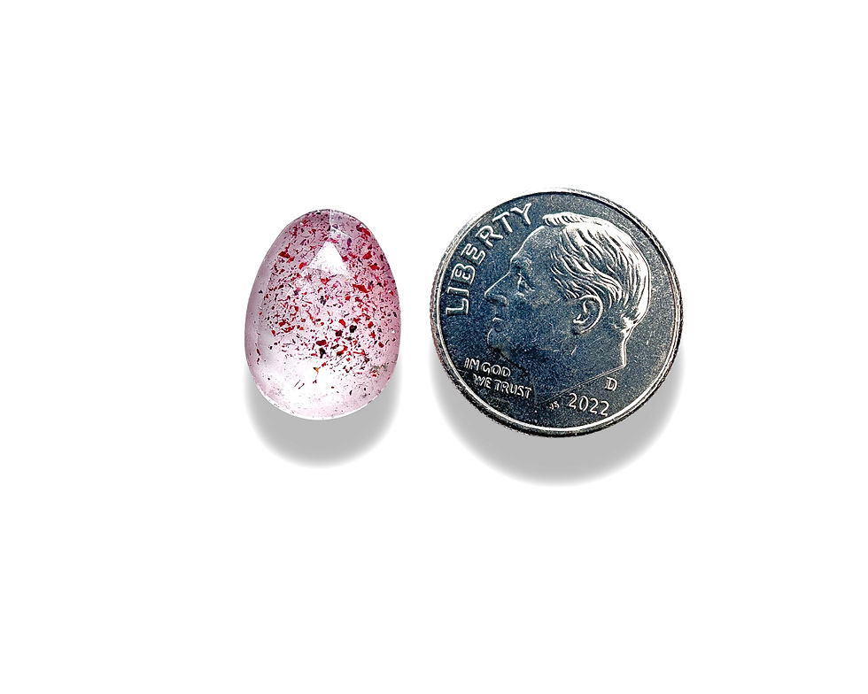 Thumbnail: Lepidocrocite Disco Fire Quartz Cabochons Rose Cut - 14.5 to 15mm