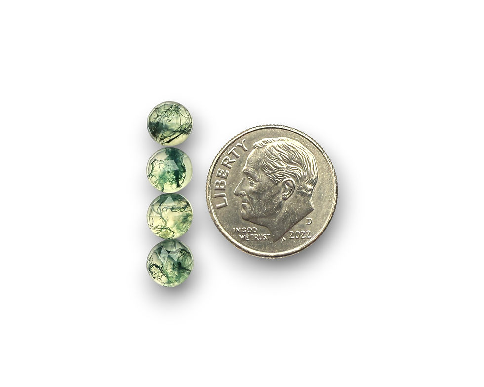 Thumbnail: Moss Agate Cabochons Rose Cut - 6mm Round