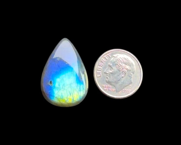 Thumbnail: Rainbow Labradorite Smooth Cabochon - 24.4 x 17.1 x 7 mm